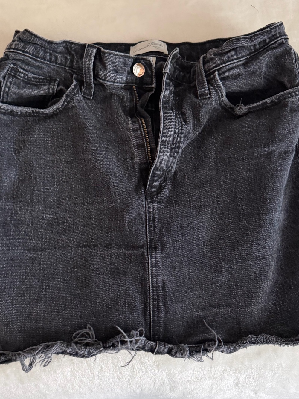 Black Distressed Denim Skirt